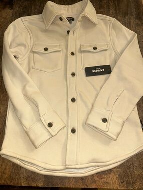 Express Men’s Cream Button-Up Overshirt Jacket
